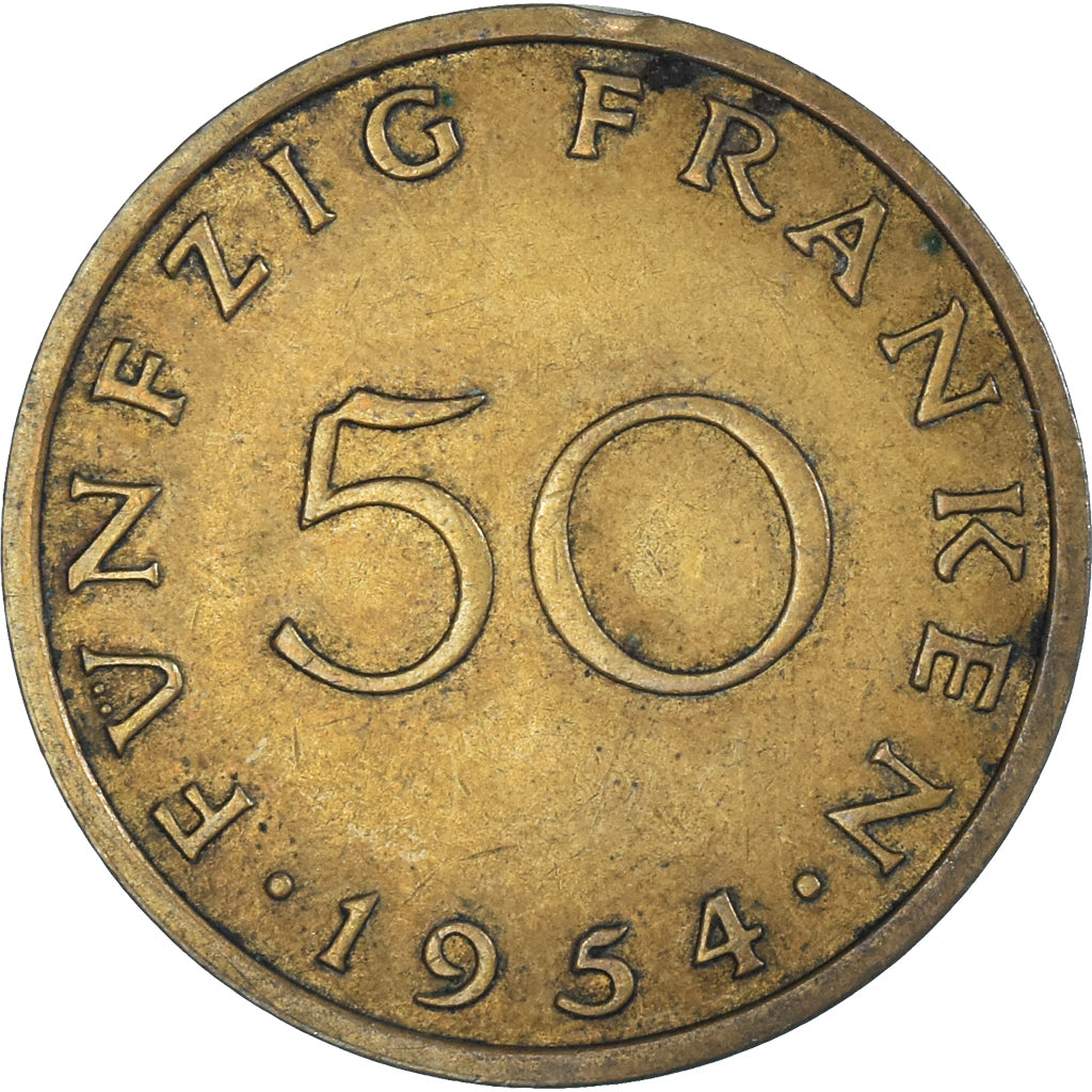 Coin, SAARLAND, 50 Franken, 1954