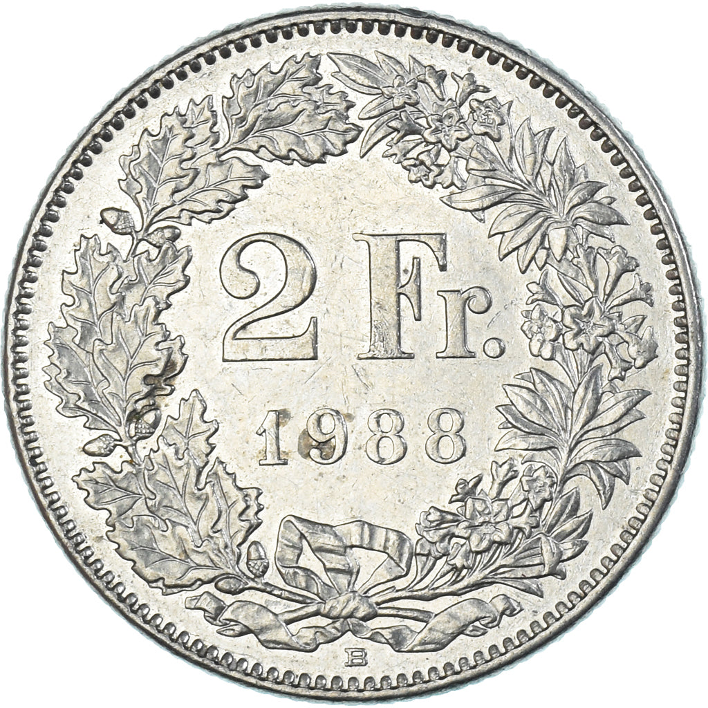 Munten, Zwitserland, 2 Francs, 1988