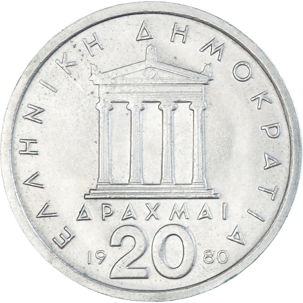 Moeda, Grécia, 20 Drachmai, 1980
