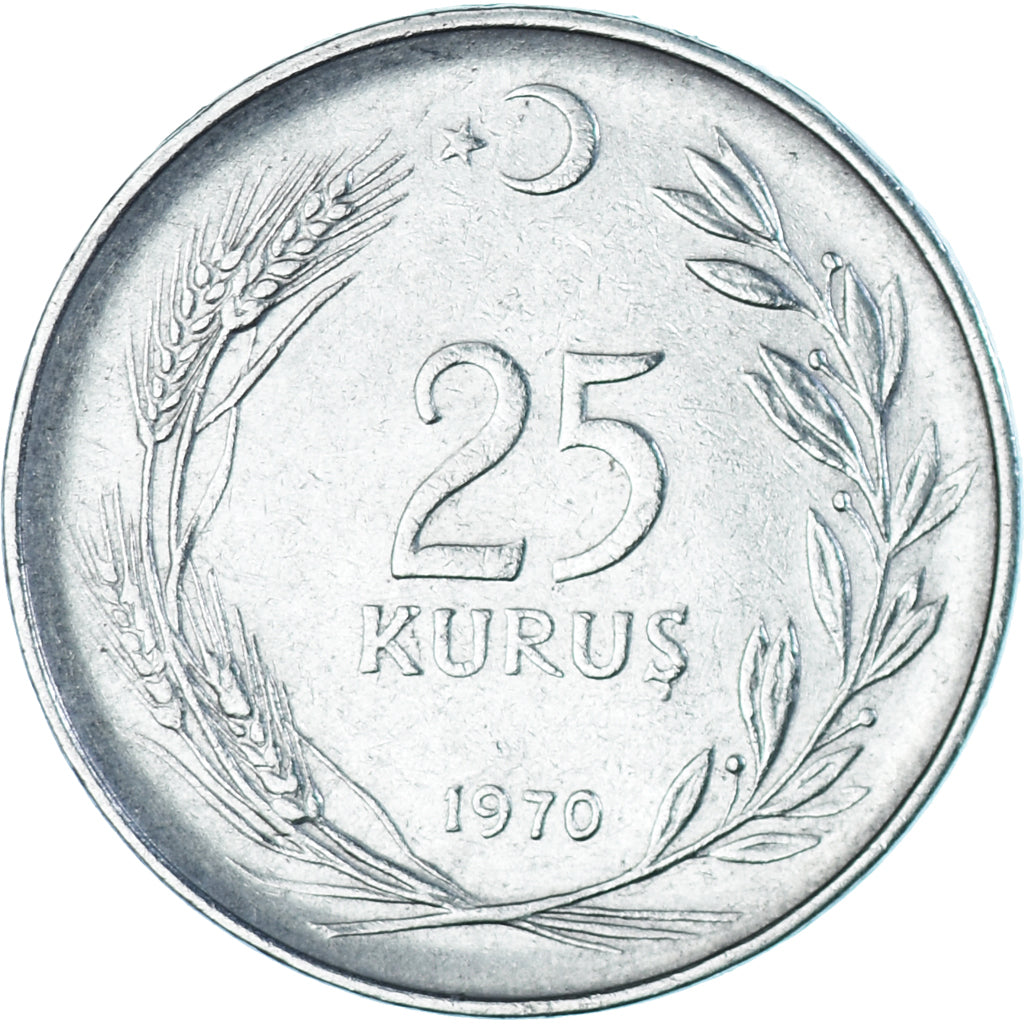 Monnaie, Turquie, 25 Kurus, 1970