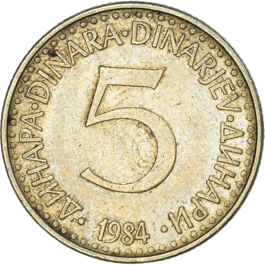 Münze, Jugoslawien, 5 Dinara, 1984
