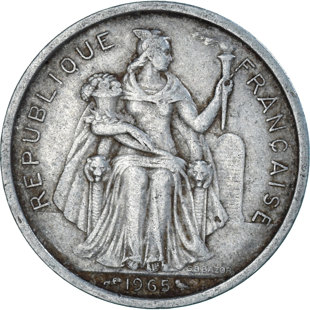 Monnaie, Polynésie française, 2 Francs, 1965