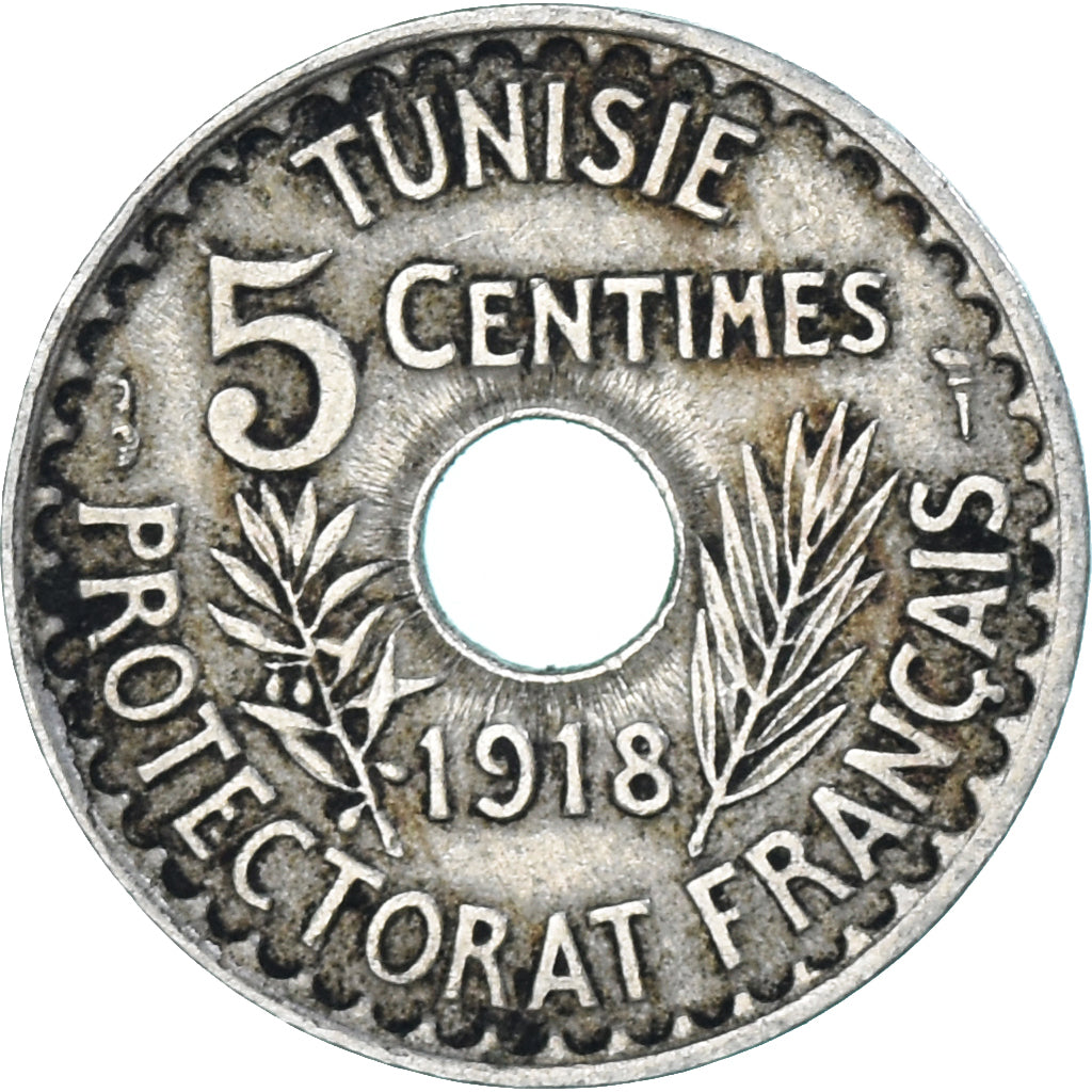 Coin, Tunisia, 5 Centimes, 1918