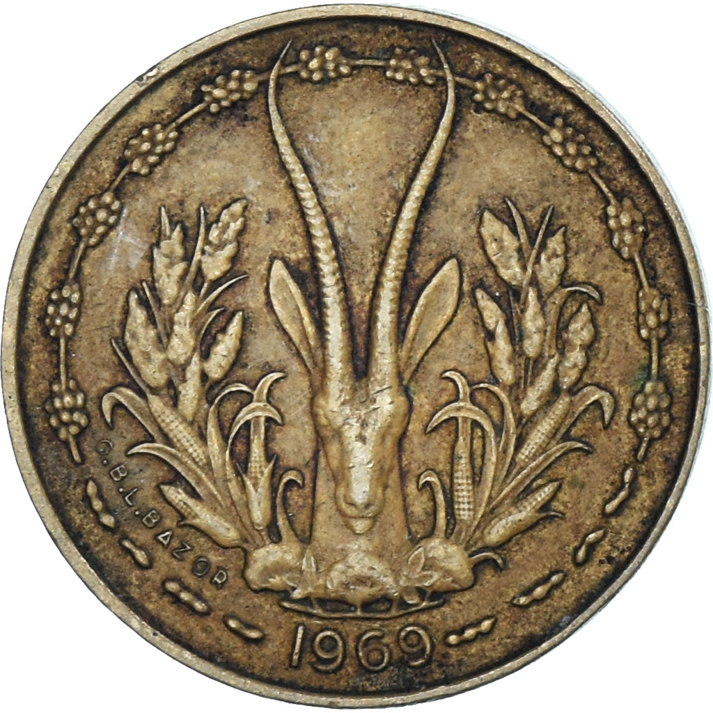 Coin, West African States, 5 Francs, 1969