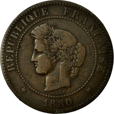 Moneta, Francia, Cérès, 5 Centimes, 1880, Paris, MB, Bronzo, KM:821.1