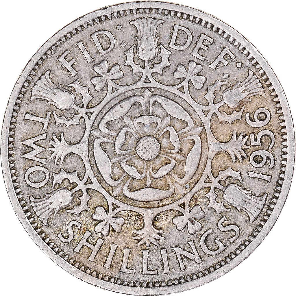 Monnaie, Grande-Bretagne, Florin, Two Shillings, 1956