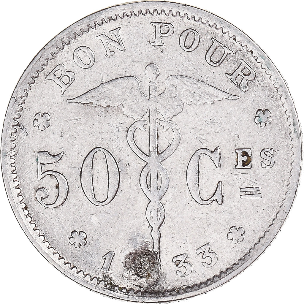 Moneda, Bélgica, 50 Centimes, 1933