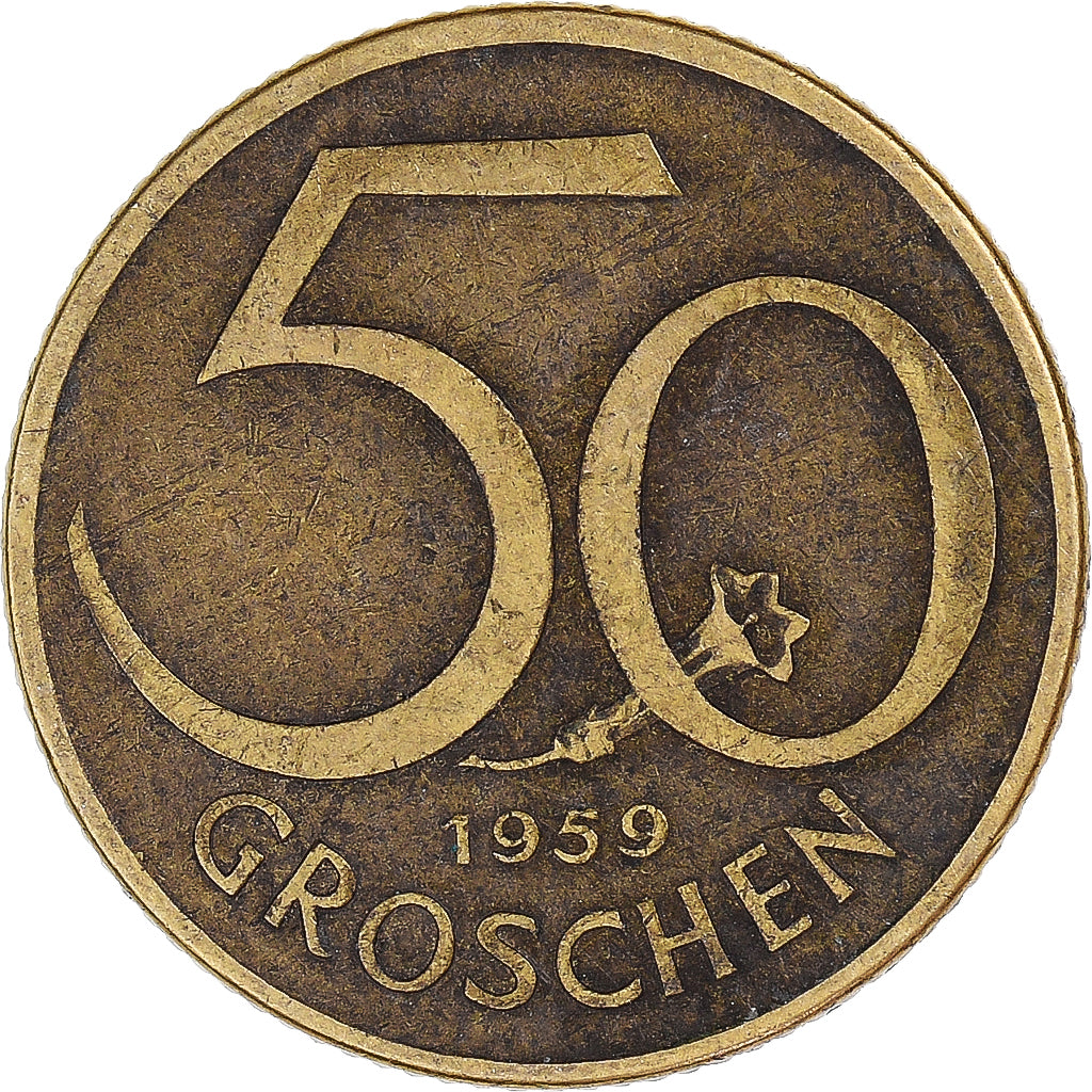 Moeda, Áustria, 50 Groschen, 1959