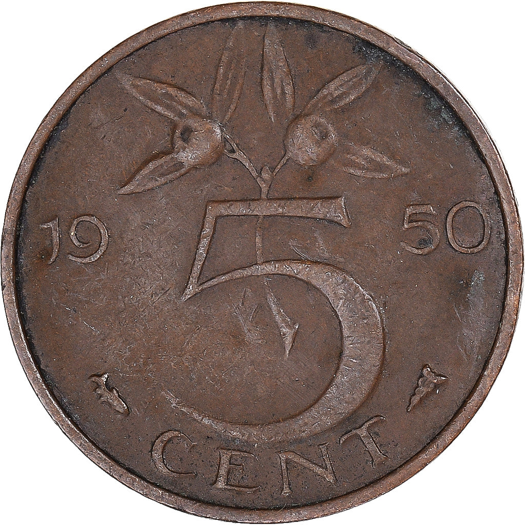Moeda, Países Baixos, 5 Cents, 1950