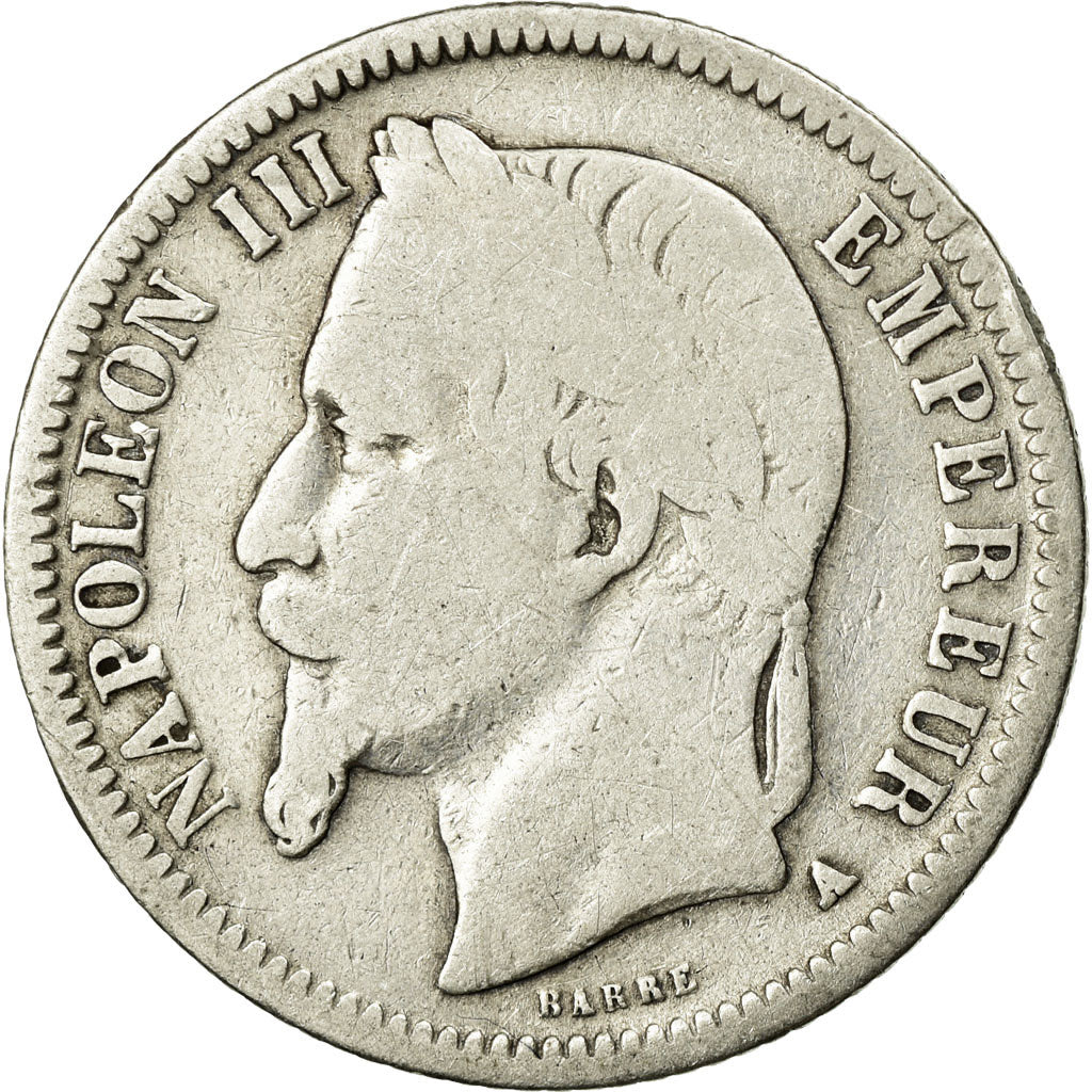 Coin, France, Napoleon III, Napoléon III, Franc, 1869, Paris, F(12-15), Silver