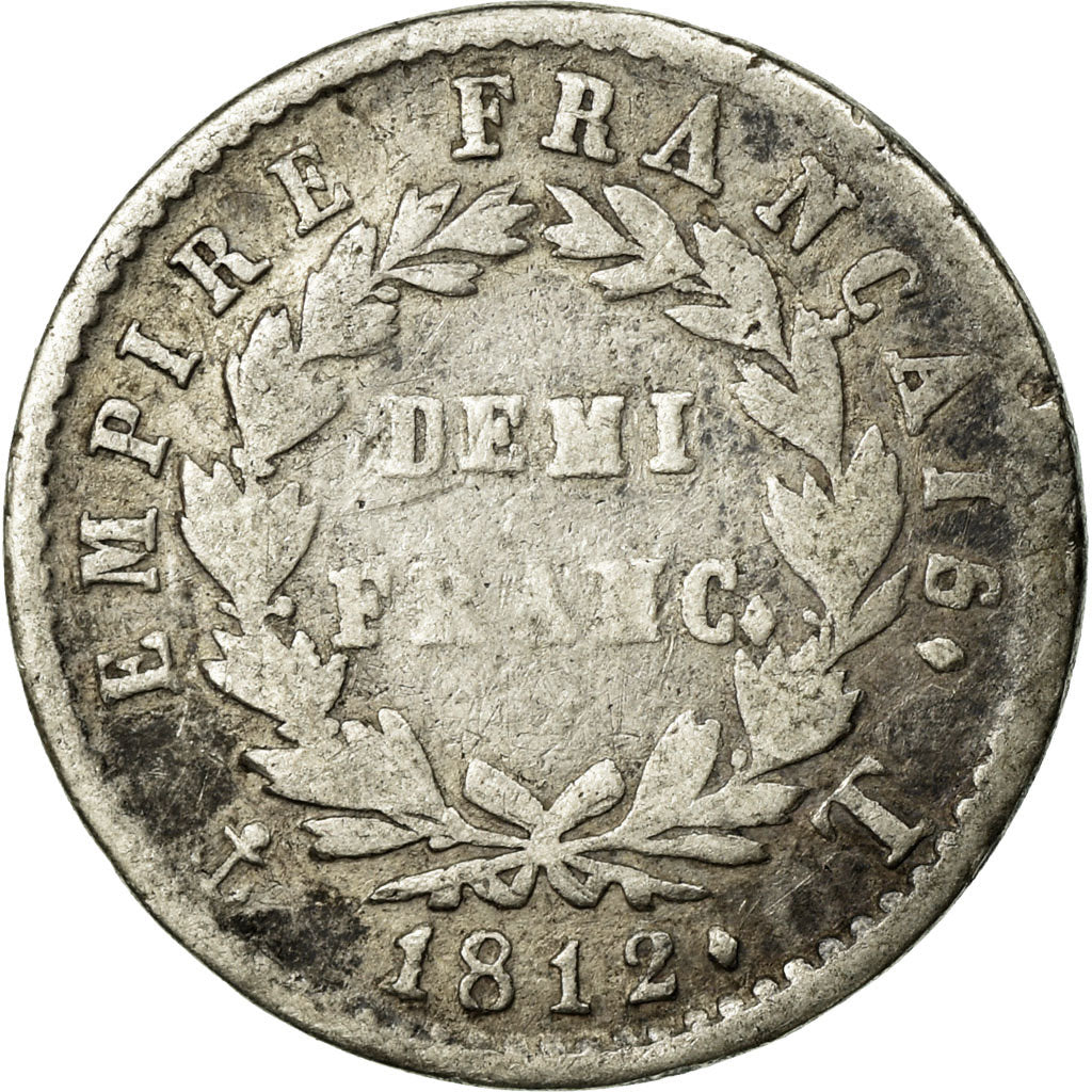 Coin, France, Napoléon I, 1/2 Franc, 1812, Nantes, VF(20-25), Silver