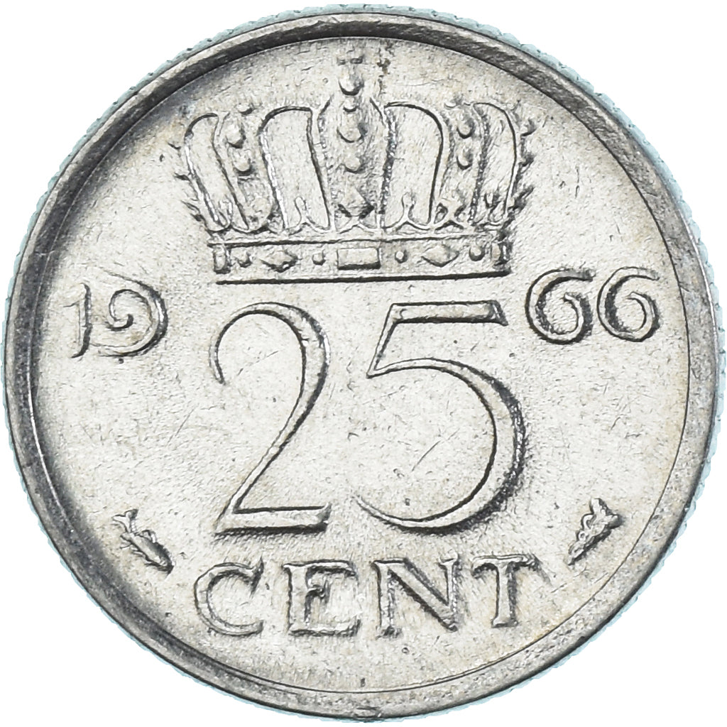 Moeda, Países Baixos, 25 Cents, 1966