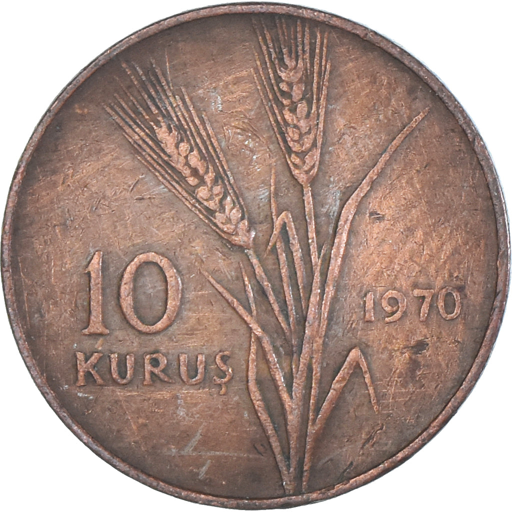 Moeda, Turquia, 10 Kurus, 1970