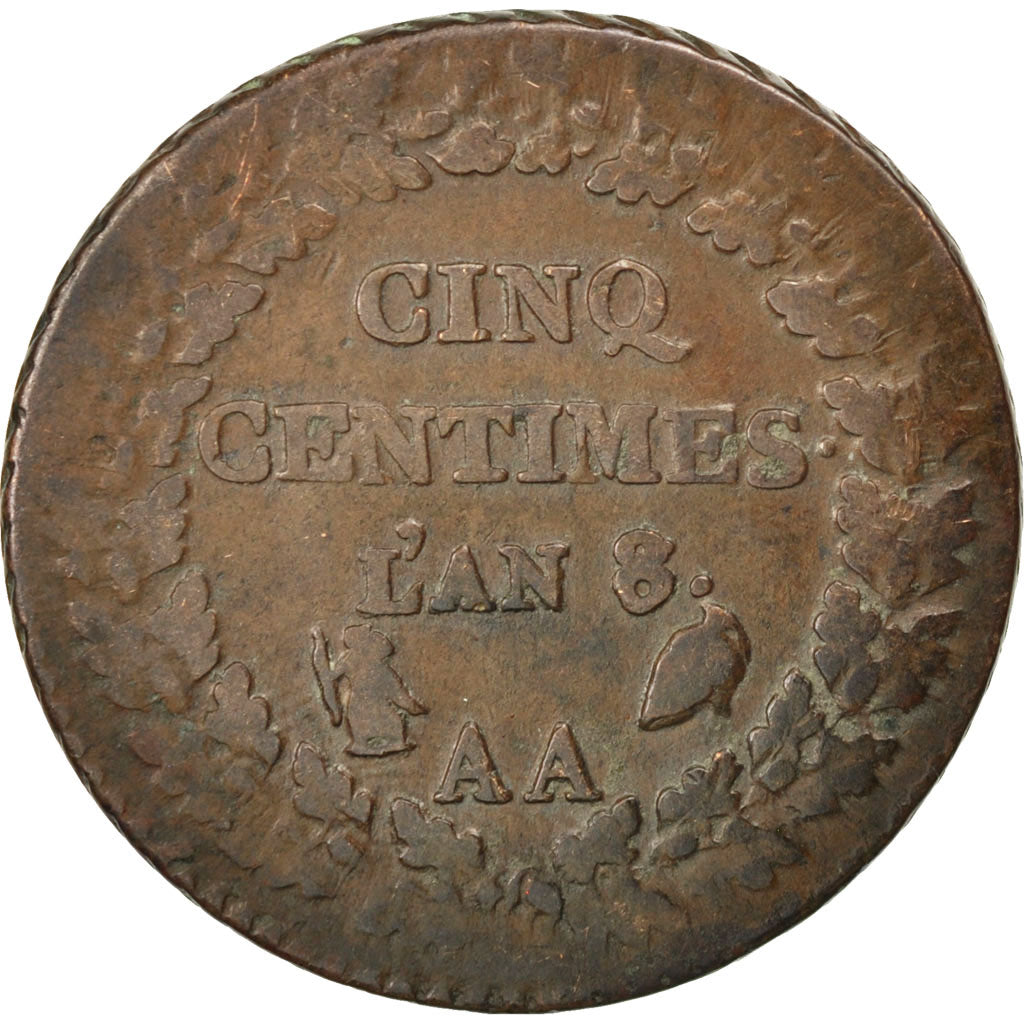 FRANCE, Dupré, 5 Centimes, 1799, Metz, KM #640.2, VF(20-25), Bronze, Gadoury #..