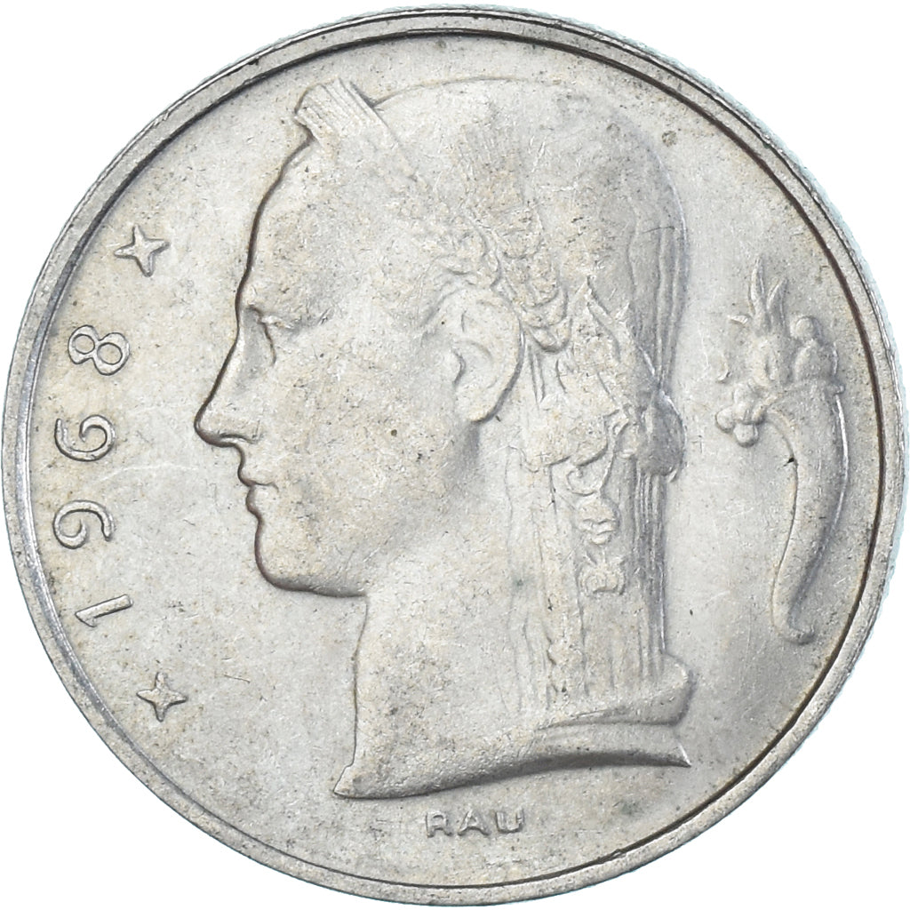 Moeda, Bélgica, 5 Francs, 5 Frank, 1968