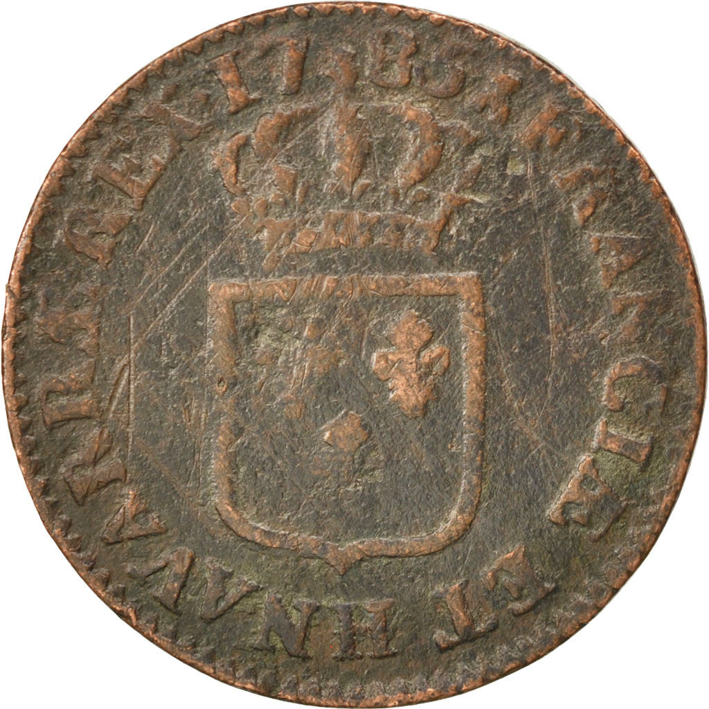 FRANCE, Sol ou sou, Sol, 1785, La Rochelle, KM #578.6, VG(8-10), Copper,...