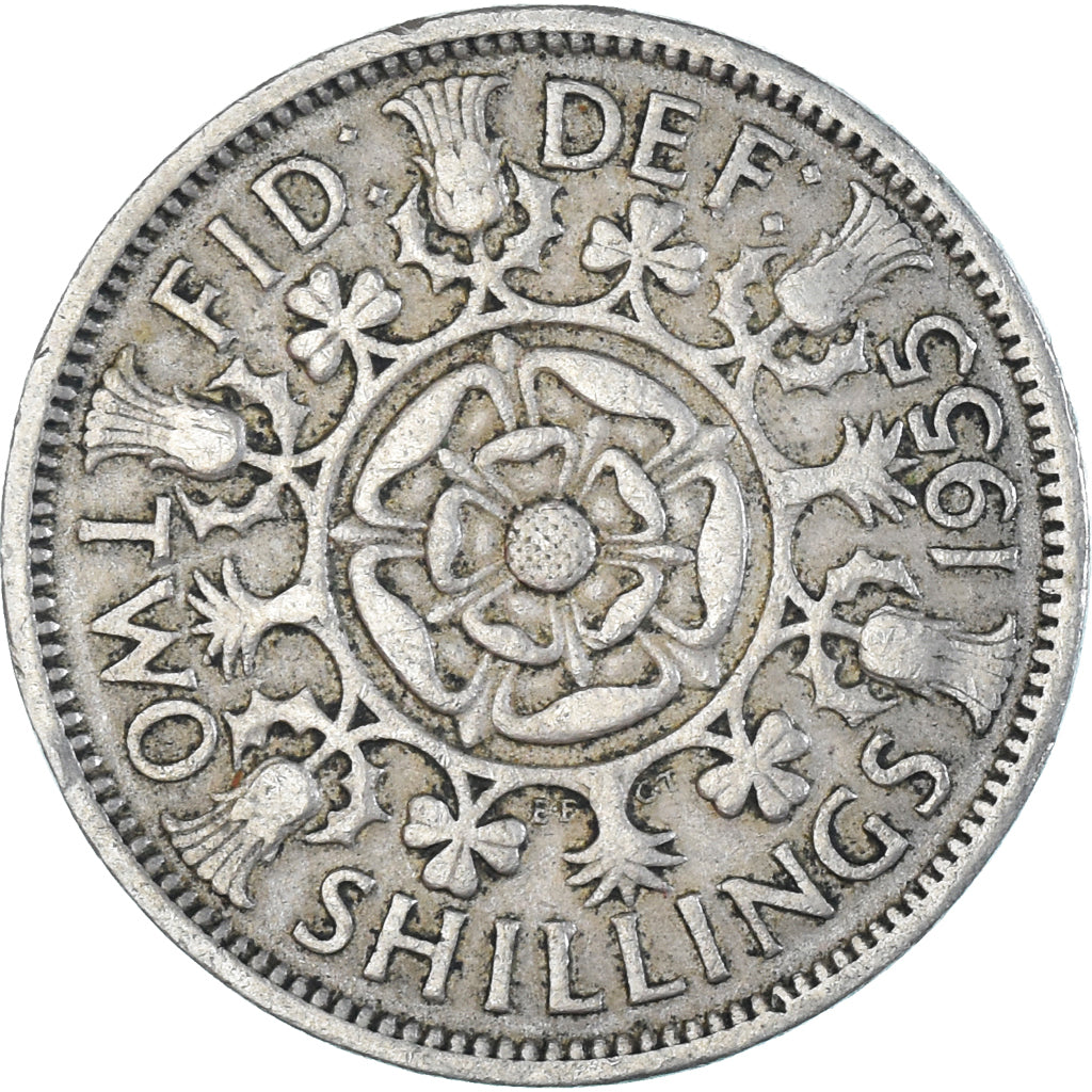 Münze, Großbritannien, Florin, Two Shillings, 1955