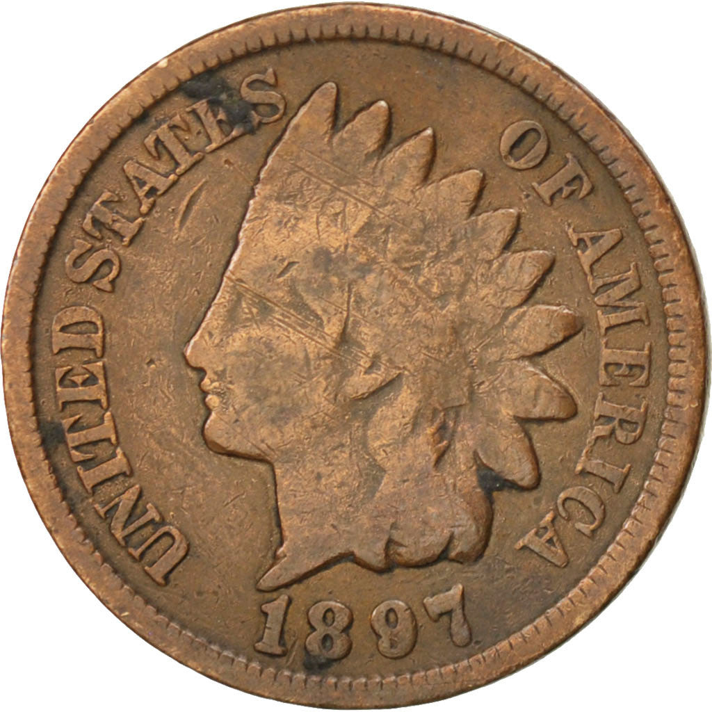 UNITED STATES, Indian Head Cent, Cent, 1897, U.S. Mint, KM #90a, VF(20-25),...