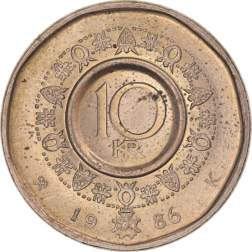 Moneta, Norwegia, 10 Kroner, 1986