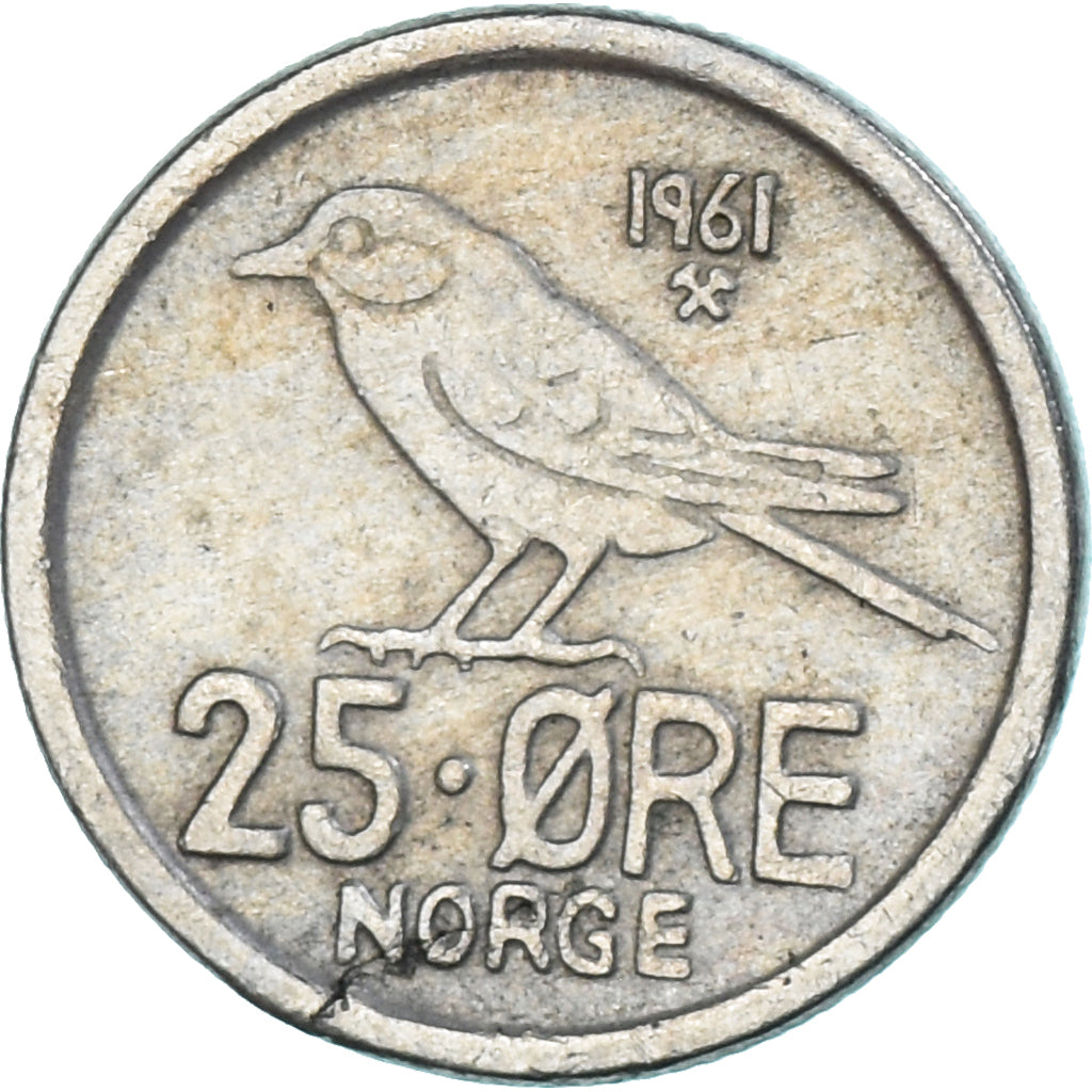 Munten, Noorwegen, 25 Öre, 1961