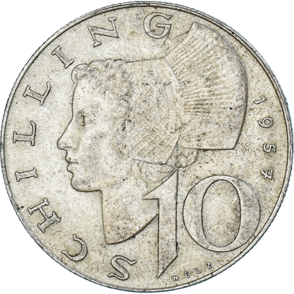 Moeda, Áustria, 10 Schilling, 1957