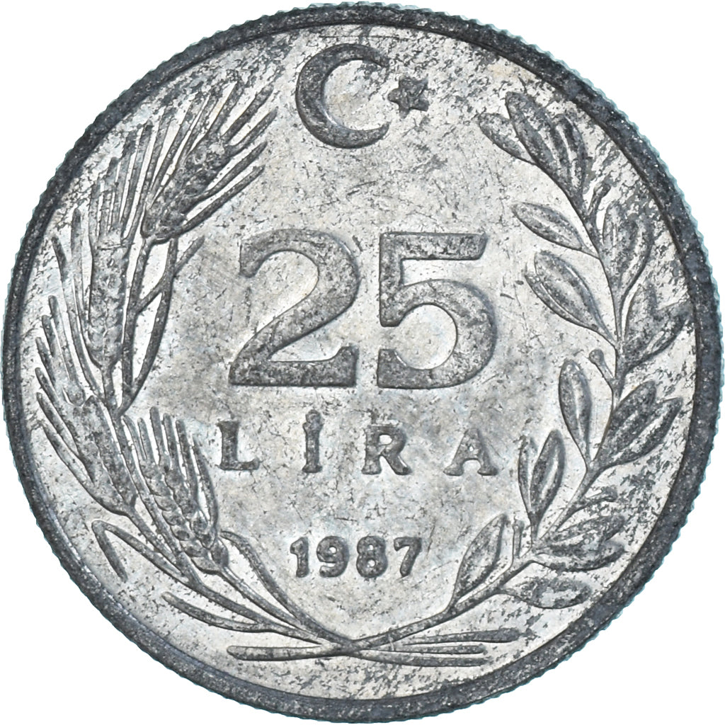 Moeda, Turquia, 25 Lira, 1987