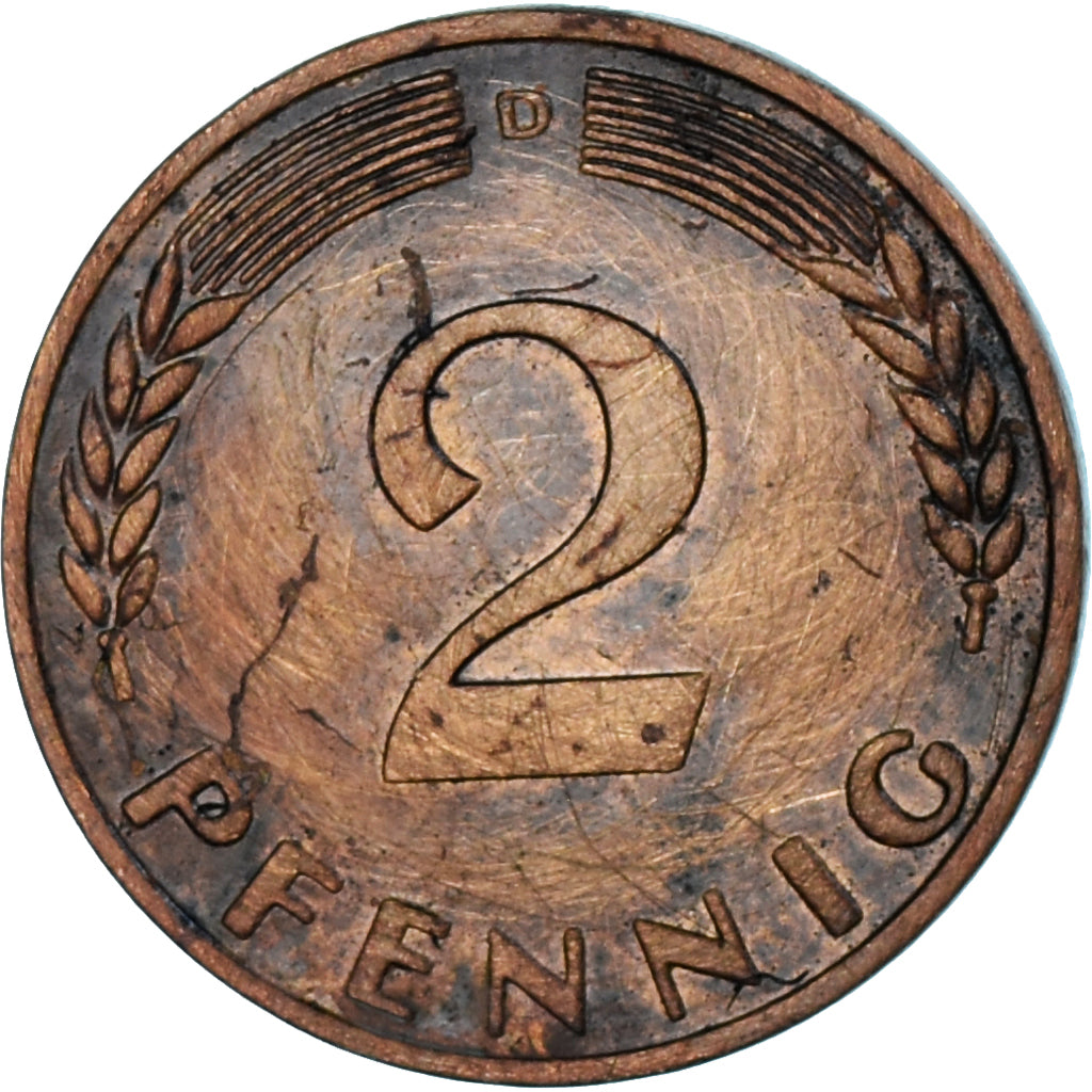 Coin, Germany, 2 Pfennig, 1966