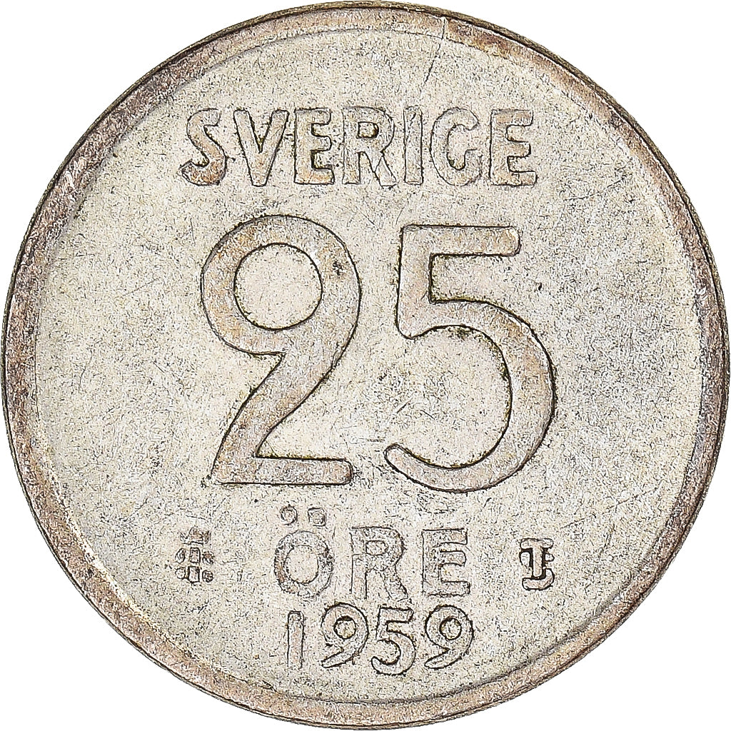 Moneta, Svezia, 25 Öre, 1959