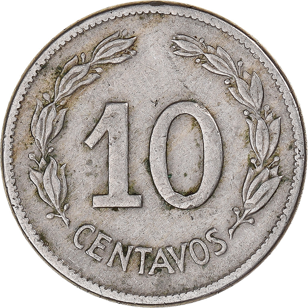Monnaie, Équateur, 10 Centavos, Diez, 1946