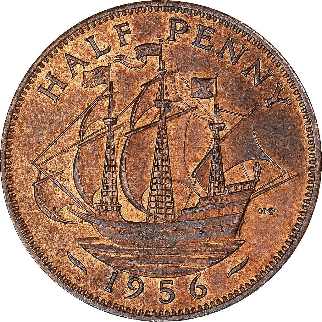Monnaie, Grande-Bretagne, 1/2 Penny, 1956
