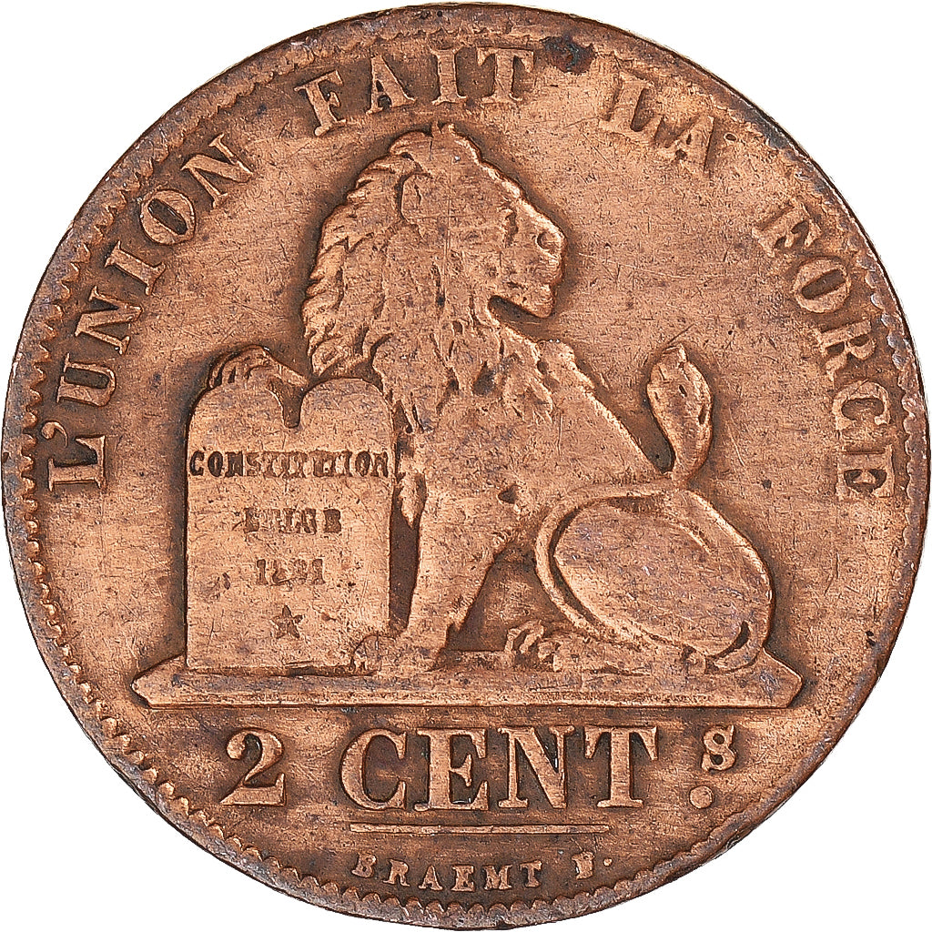 Moneta, Belgia, 2 Centimes, 1862