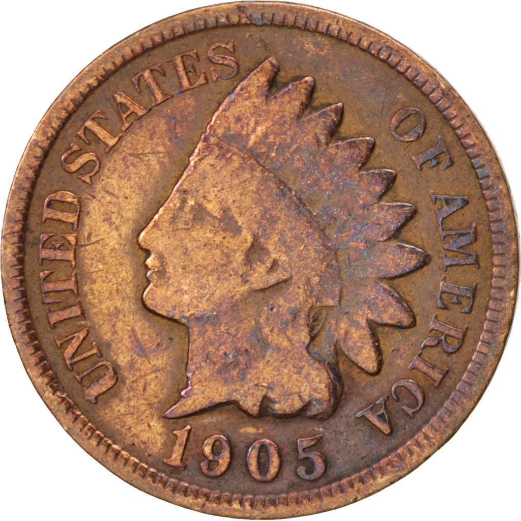 UNITED STATES, Indian Head Cent, Cent, 1905, U.S. Mint, KM #90a, VF(20-25),...