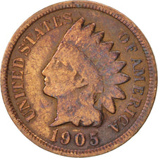 UNITED STATES, Indian Head Cent, Cent, 1905, U.S. Mint, KM #90a, VF(20-25),...