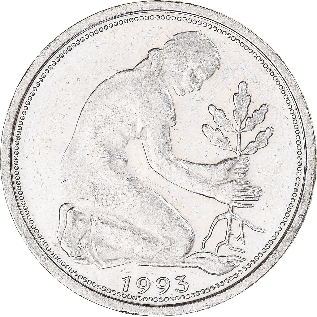 Moeda, Alemanha, 50 Pfennig, 1993