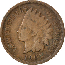 UNITED STATES, Indian Head Cent, Cent, 1907, U.S. Mint, KM #90a, VF(20-25),...