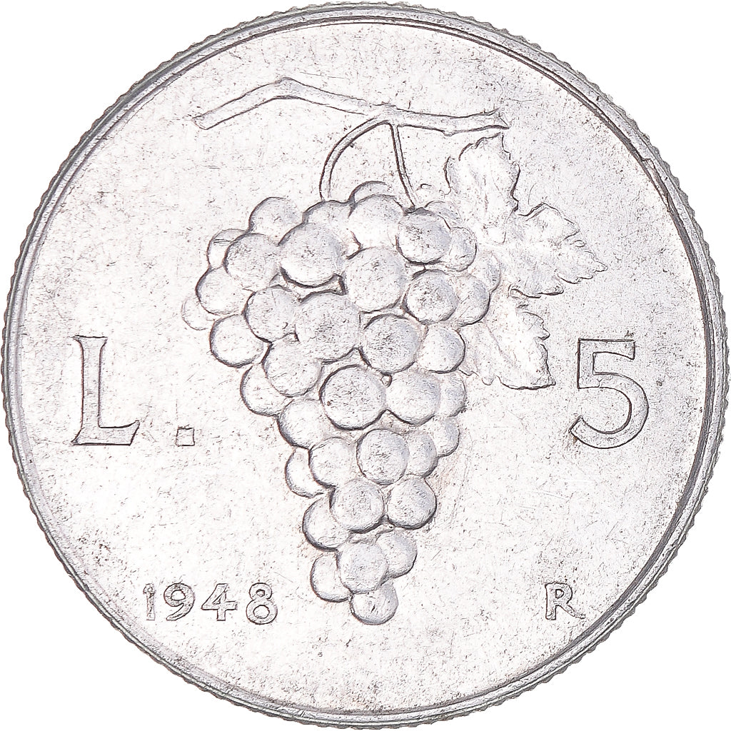 Moeda, Itália, 5 Lire, 1948