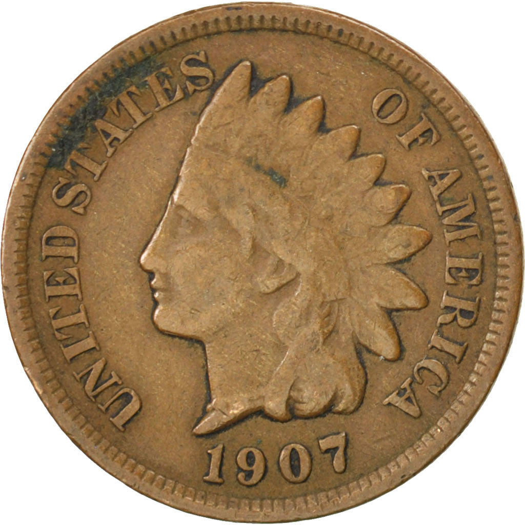 Coin, United States, Indian Head Cent, Cent, 1907, U.S. Mint, Philadelphia