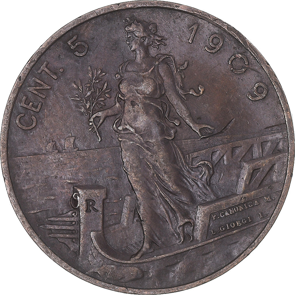 Coin, Italy, 5 Centesimi, 1909