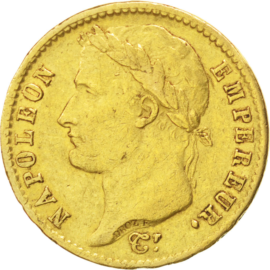 FRANCE, Napoléon I, 20 Francs, 1810, Paris, KM #695.1, VF(20-25), Gold, Gadoury 