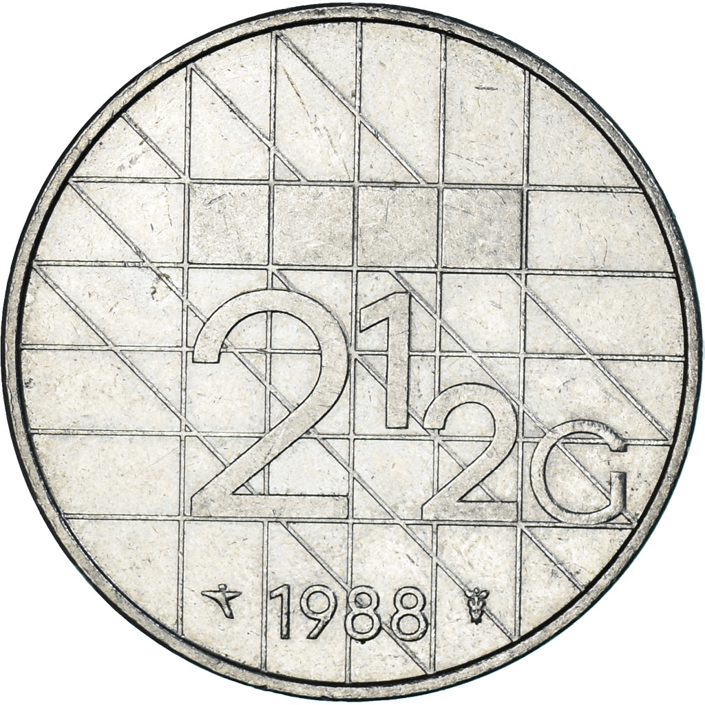 Moneda, Países Bajos, 2-1/2 Gulden, 1988