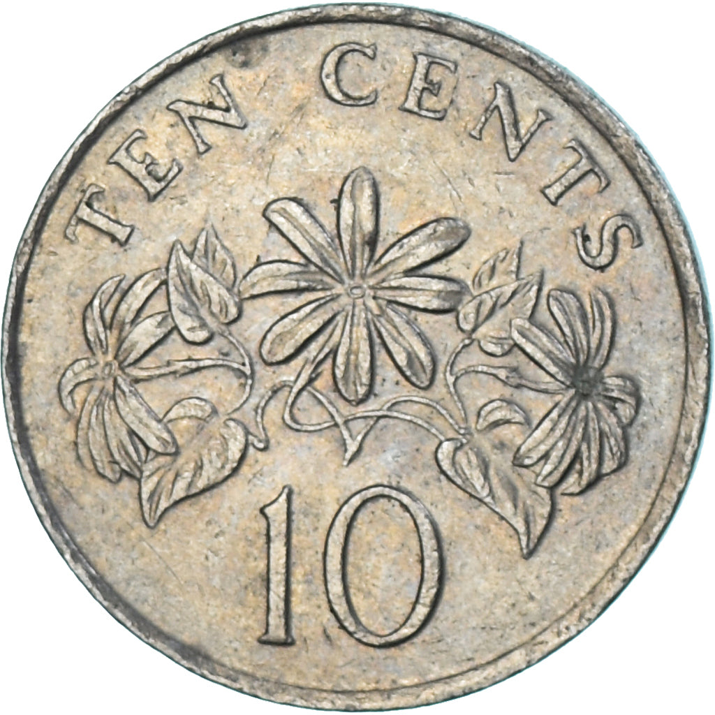 Moeda, Singapura, 10 Cents, 1986