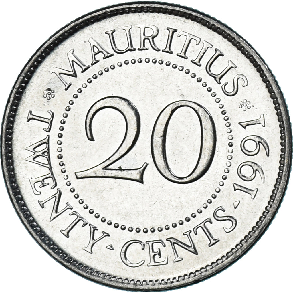 Moneta, Mauritius, 20 Cents, 1991