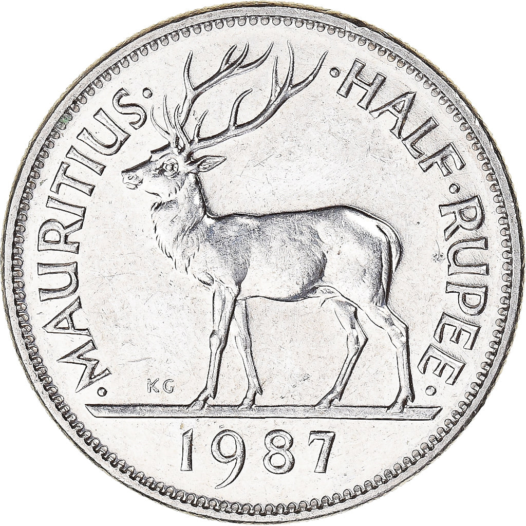 Coin, Mauritius, 1/2 Rupee, 1987