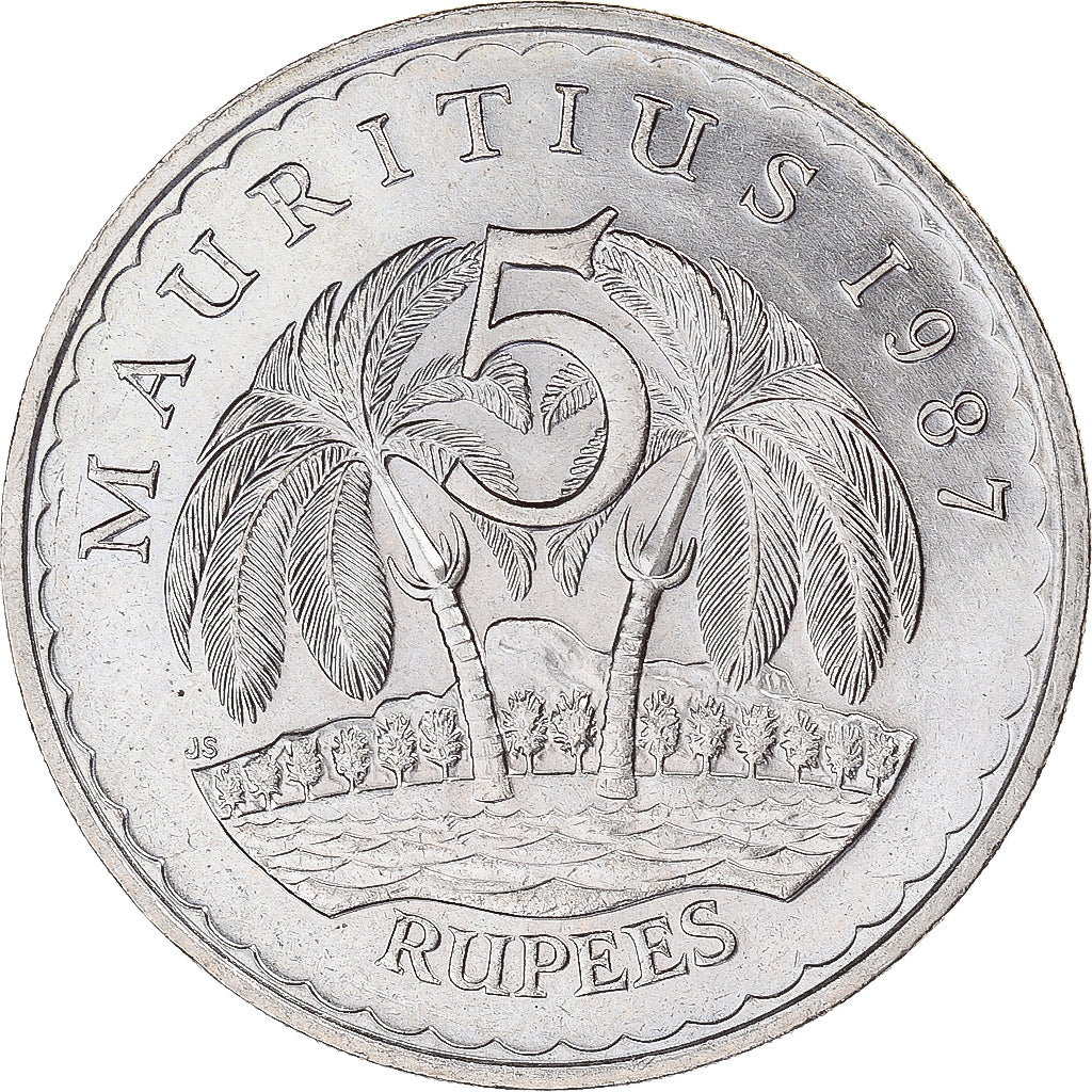 Münze, Mauritius, 5 Rupees, 1987