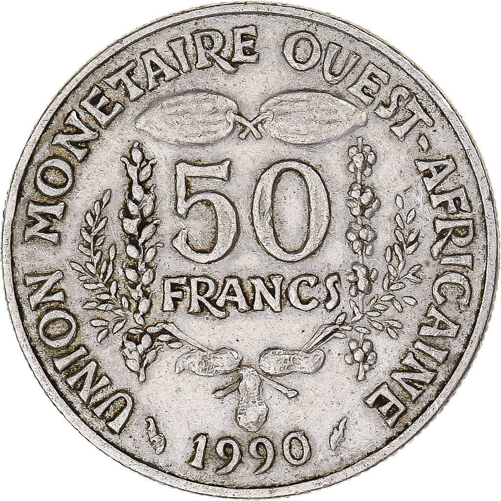Moneta, Kraje Afryki Zachodniej, 50 Francs, 1990