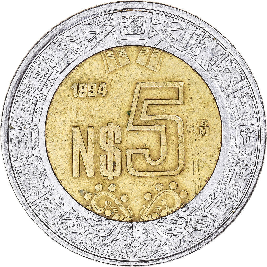 Coin, Mexico, 5 Nuevo Pesos, 1994