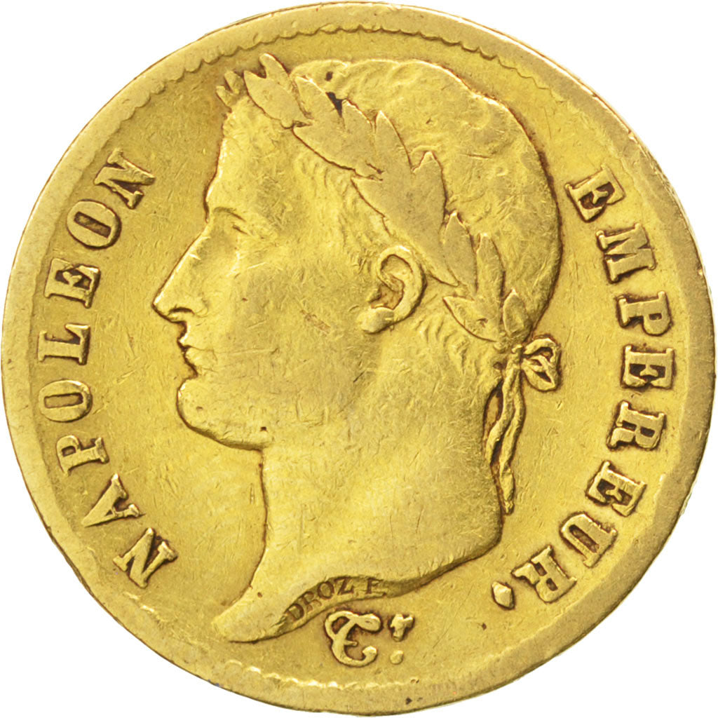 FRANCE, Napoléon I, 20 Francs, 1813, Paris, KM #695.1, VF(20-25), Gold, Gadoury 