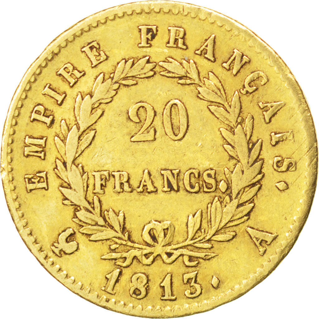 FRANCE, Napoléon I, 20 Francs, 1813, Paris, KM #695.1, EF(40-45), Gold, Gadoury 