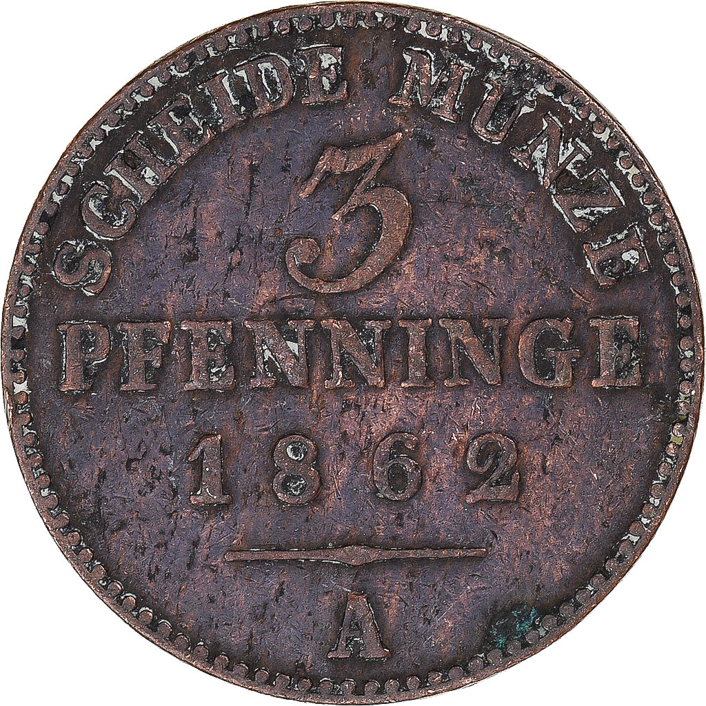Moneta, Landy niemieckie, 3 Pfennig, 1862