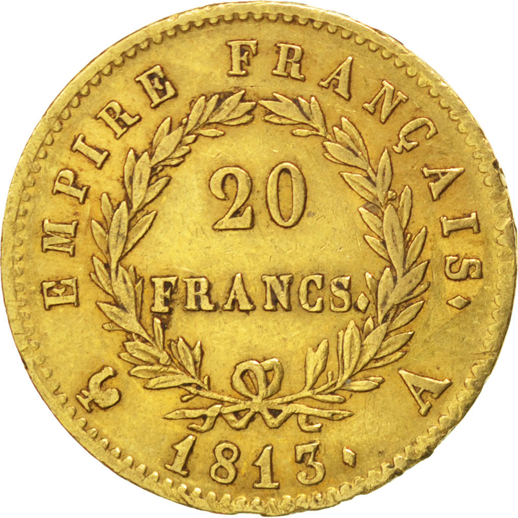 FRANCE, Napoléon I, 20 Francs, 1813, Paris, KM #695.1, EF(40-45), Gold, Gadoury 